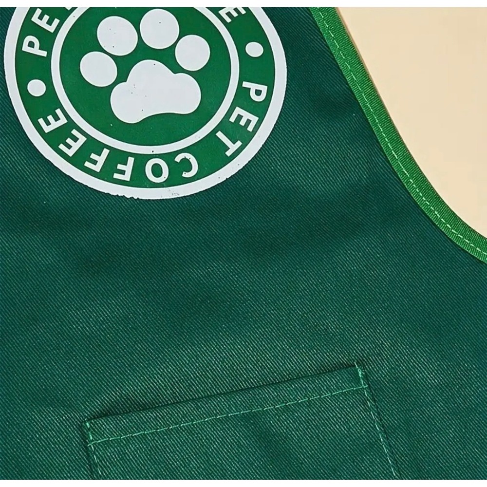 Dog Cat Pet Coffee Apron clothing Costume Green Paw Print Large New - Picture 5 of 8